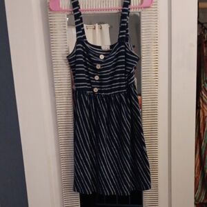 💜 3/$15💜Caution To The Wind Navy and White Striped Mini Dress